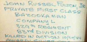 My dad's note written about his brother.